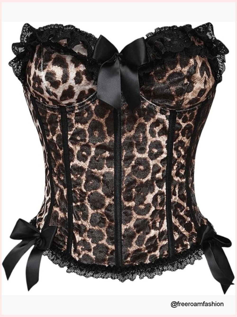 Strapless Leopard Print Corset Tube Crop Top Y2K Bandeau